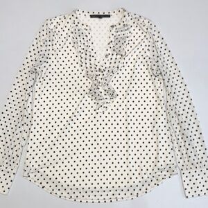 WHBM polka dot long sleeve blouse size M